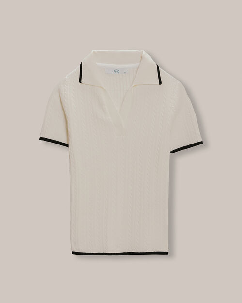 Polo Cropped De Punto Beige